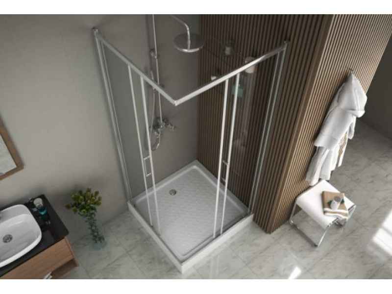 Купить Душевой уголок Bravat Drop BS100.2200A, 100 x 100 x 200 см, двери раздвижные, стекло прозрачное, хром