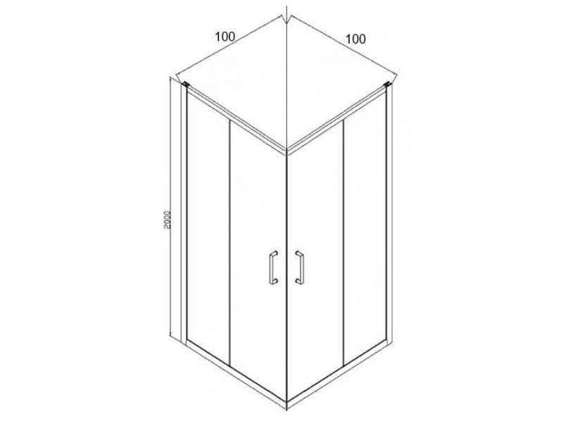 Купить Душевой уголок Bravat Drop BS100.2200A, 100 x 100 x 200 см, двери раздвижные, стекло прозрачное, хром