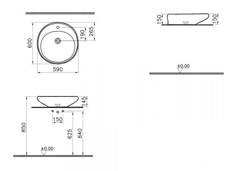 Купить Раковина Vitra Istanbul 4279B070-0041 60 см с 1 отверстием, цвет черный