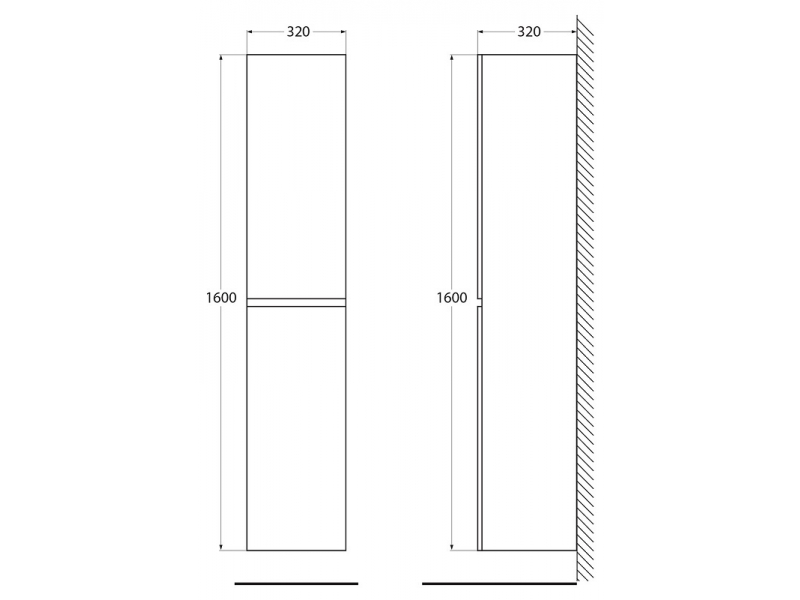 Купить Шкаф-пенал BelBagno Albano-1600 ALBANO-1600-2A-SC-RR-P, 32 х 160 см, цвет Rovere Rustico