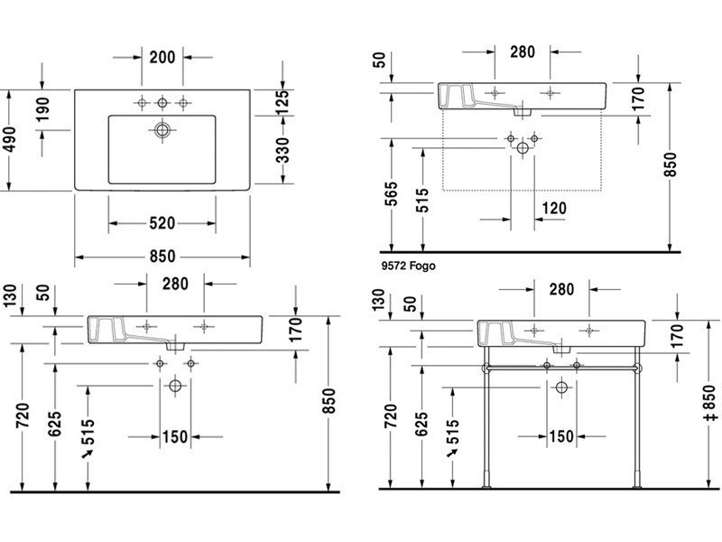 Купить Раковина Duravit Vero 032985 85*49 см