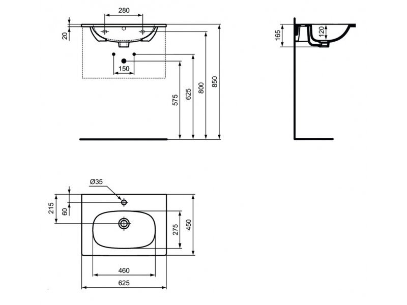 Купить Раковина Ideal Standard Tesi Vanity 60 см, белый, T3510V1