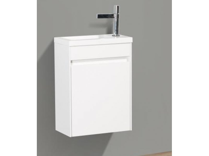 Купить Тумба под раковину BelBagno Pietra Mini, 40 см, белый глянцевый, Bianco Lucido, левая/правая, PIETRA MINI-400-1A-SO-BL-L/R