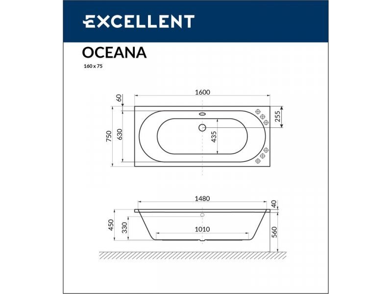 Купить Ванна гидромассажная Excellent Oceana 160 x 75 см, RELAX, хром