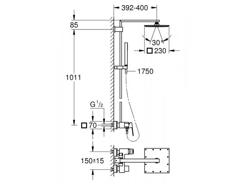 Купить Душевая система Grohe Eurocube 23147001 для душа