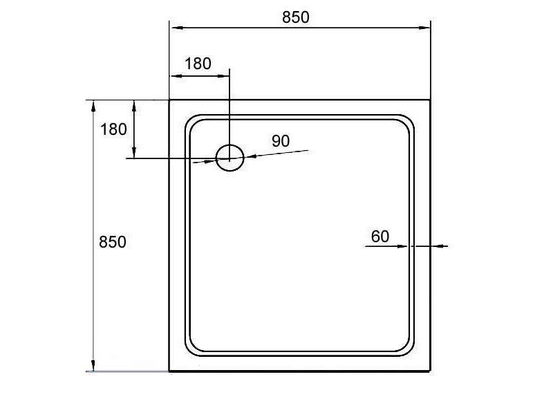 Купить Поддон акриловый Cezares 85 x 85 x 15 см, TRAY-A-A-85-15-W