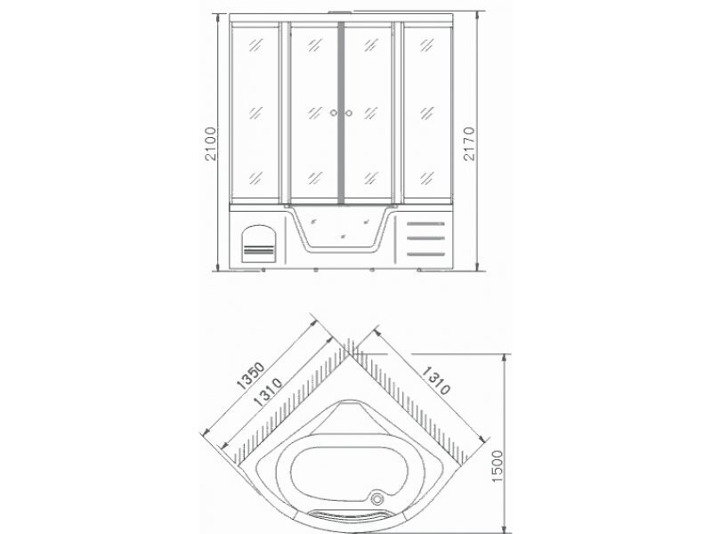 Купить Душевая кабина Appollo A-0819, гидросауна, 135 x 135 см