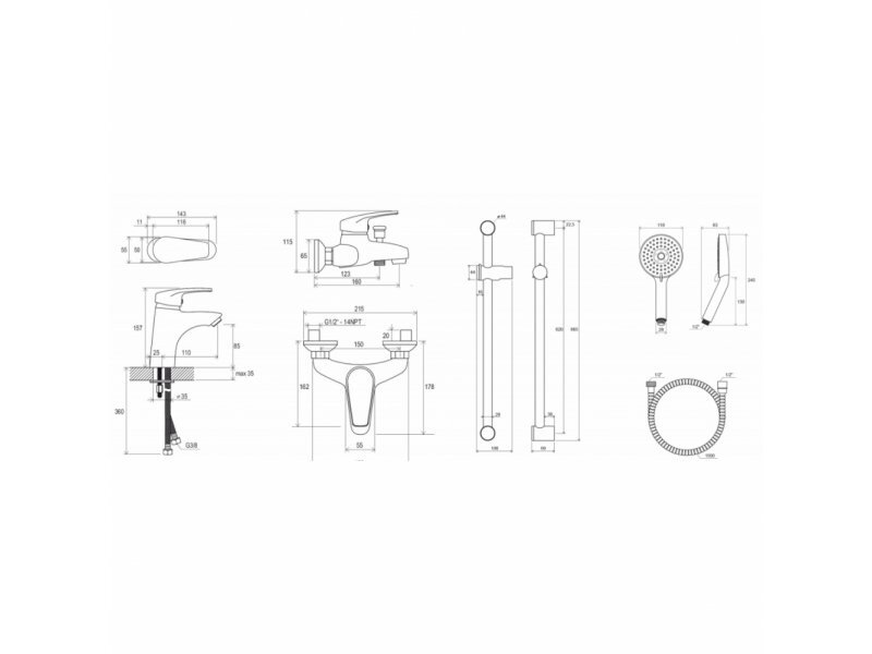 Купить Комплект смесителей 5 в 1 Ravak Set Neo, хром, 70508016