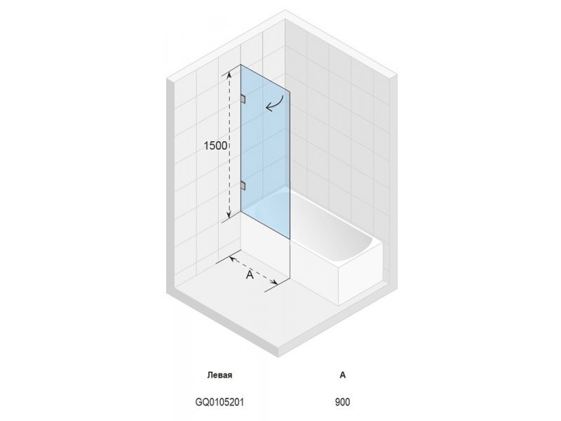 Купить Стеклянная шторка для ванны Riho Scandic Soft Q107 90 x 150 см, левая