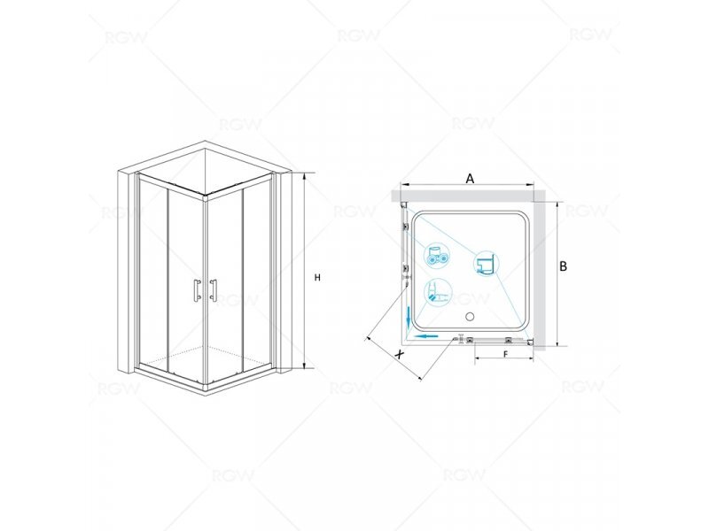 Купить Душевой уголок RGW PA-31, 90 х 90 см, стекло прозрачное, профиль хром, 02083199-11
