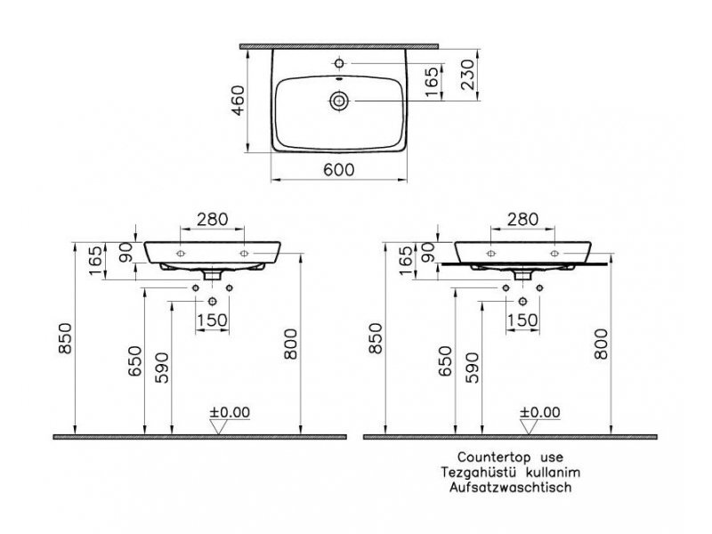 Купить Раковина Vitra Metropole 5662B003-0937 60 см, накладная, без перелива