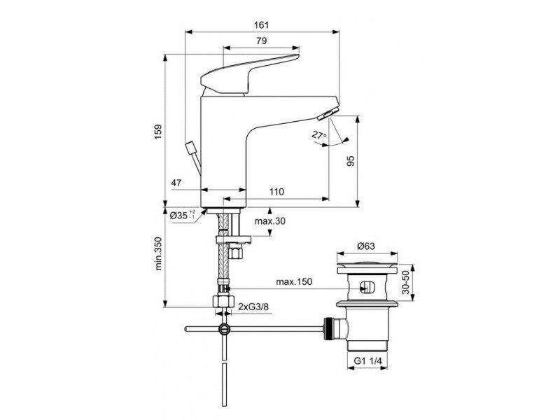 Купить Смеситель Ideal Standard Ceraflex Grande для раковины, хром, B1713AA