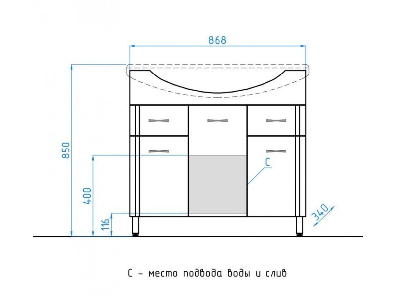 Купить Тумба под раковину Style Line Эко Стандарт №26 90 ЛС-00000110, 90 см, напольная, белая