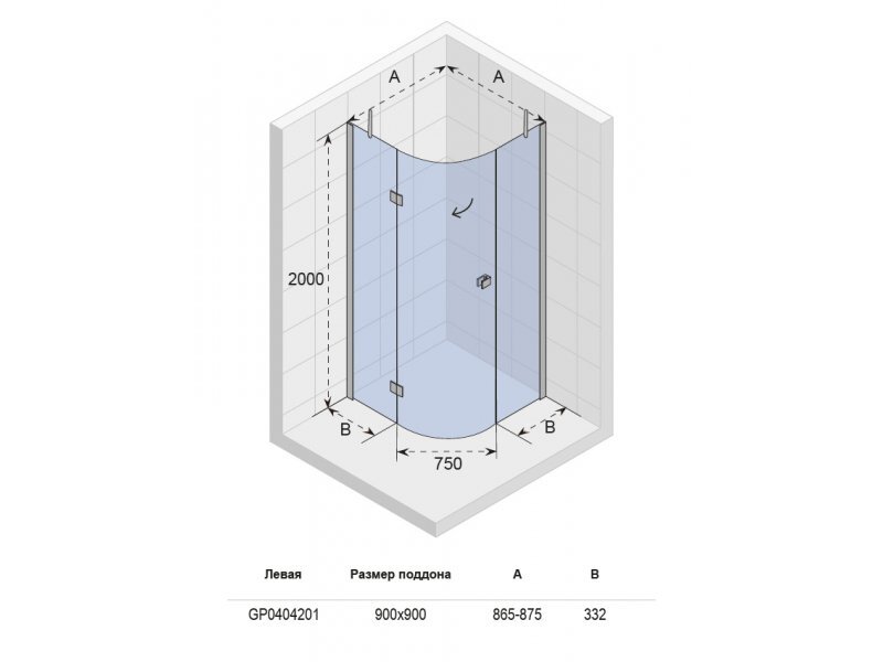 Купить Душевой уголок Riho Polar P308 GP040420 85 x 85 см L/R, стекло прозрачное (GP0404201/GP0404202)