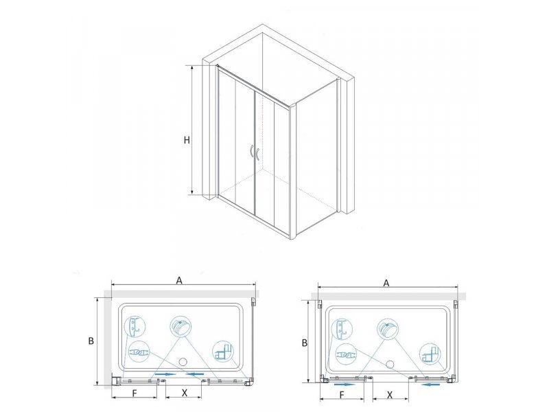 Купить Душевой уголок RGW PA-41, 01084106-11, 100 х 160 x 195 см, дверь раздвижная, стекло прозрачное, хром