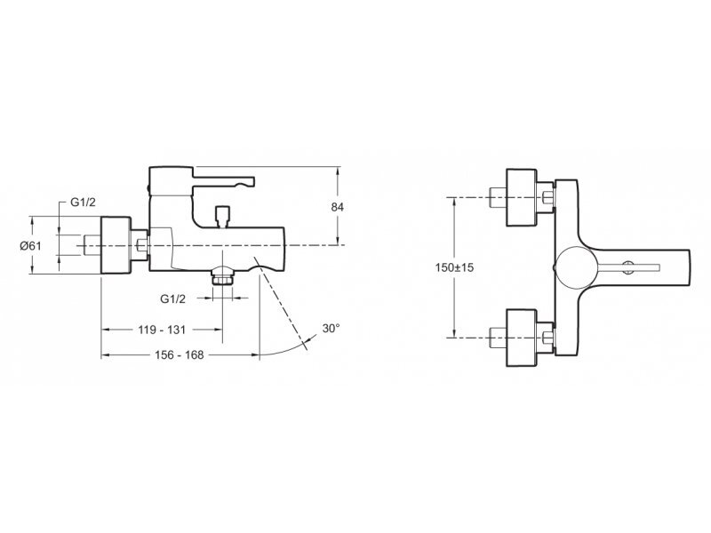 Купить Смеситель Jacob Delafon Cuff E45532-CP для ванны и душа