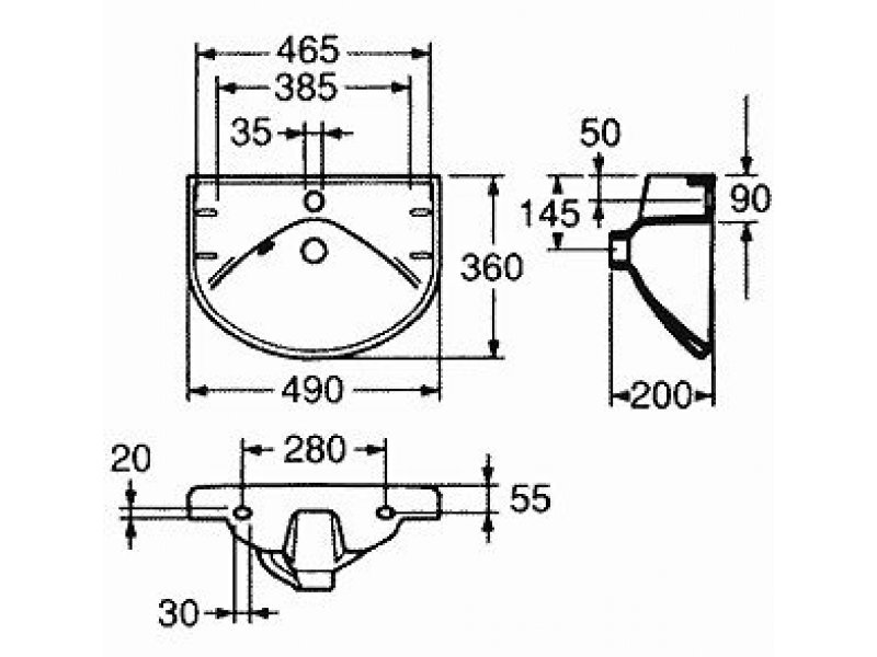 Купить Раковина Gustavsberg Basic 590-3, GB1059056101, 49*36 см