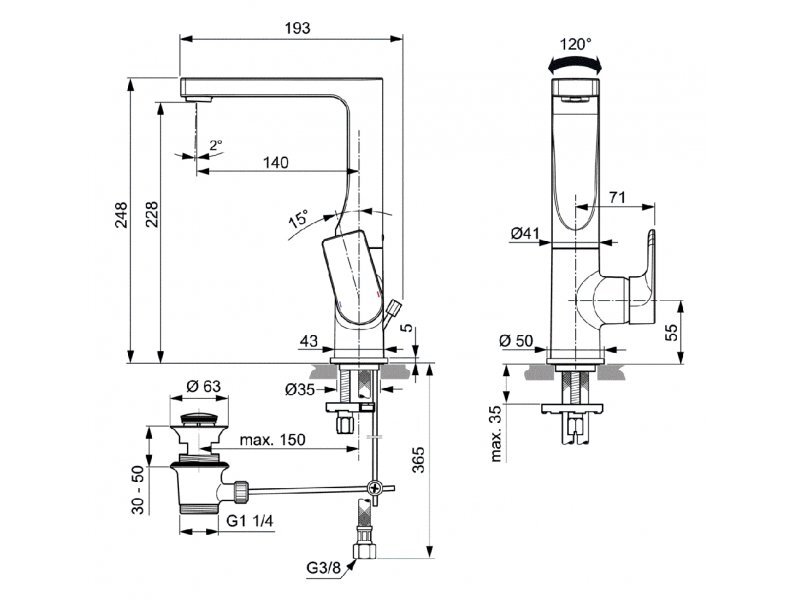 Купить Смеситель Ideal Standard Edge для раковины, хром, A7110AA