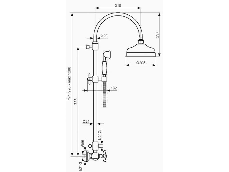 Купить Душевой комплект Emmevi Deco Classic C02594IBR, бронза