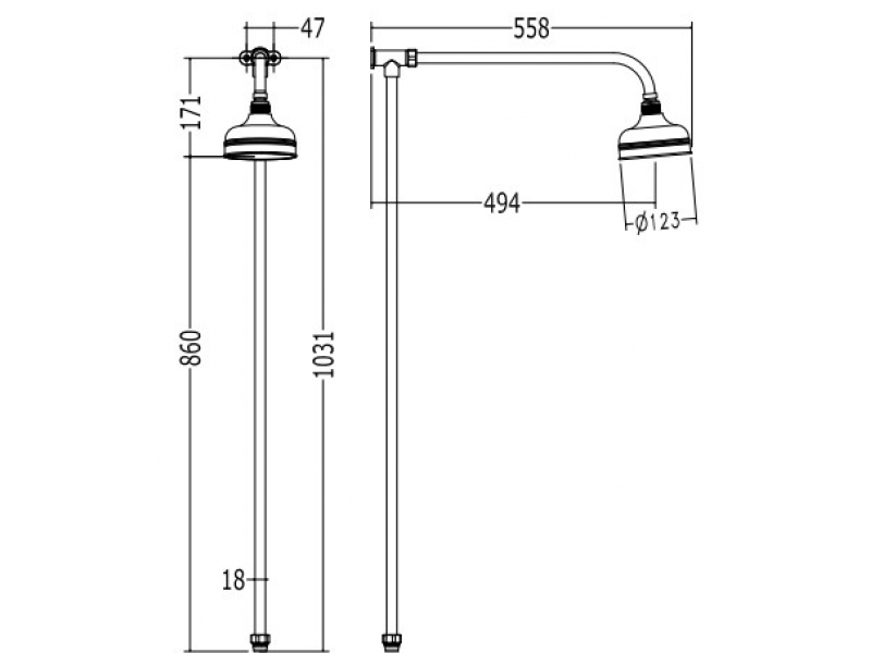 Купить Верхний душ Devon&Devon Doccia MARK3182CR, D 200 мм, 1 режим струи, с держателем, хром