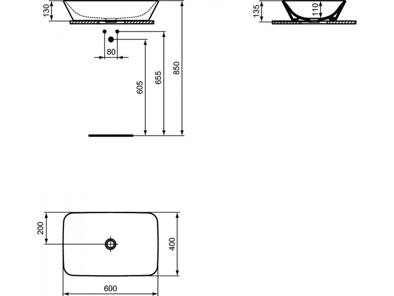 Купить Раковина накладная Ideal Standard Connect Air E034801 60 см