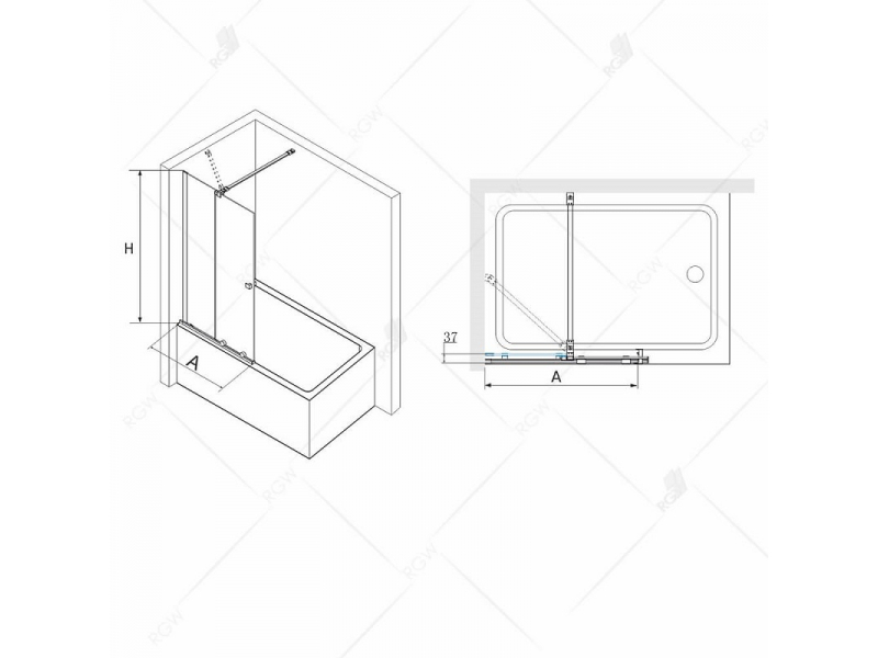 Купить Шторка на ванну RGW SC-46, 06114609-11, 90 x 150 см стекло прозрачное, профиль хром