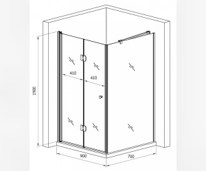 Душевой уголок Gemy Dutch Windmill S37193C-D70 90 х 70 см прямоугольный, стекло прозрачное, хром