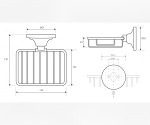 Мыльница прямоугольная Bemeta Retro 144208168 14 x 14.2 x 6.5 см, хром/золото