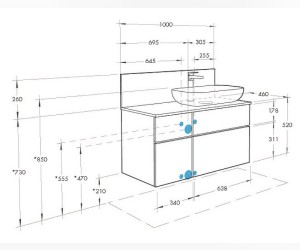 Тумба под раковину Акватон Мишель 100 см, дуб эндгрейн, белый, 1A244101MIX40