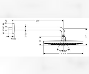Верхний душ Hansgrohe Raindance Select S 300 2jet 27378400, с держателем, белый/хром