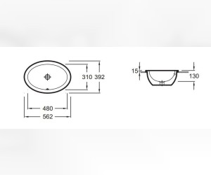 Раковина накладная Jacob Delafon Vox EYH102-00, 56 х 39 см, с переливным отверстием