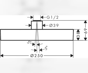 Верхний душ Hansgrohe Rainfinity 26228000, 25х25 см, 1 режим струи, без держателя, хром