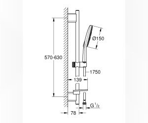 Душевой гарнитур Grohe Rainshower SmartActive 150, 26592000, хром