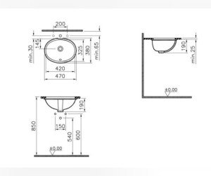 Раковина Vitra 6039B003-0012 S20 42 см, встраиваемая снизу