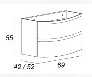 Тумба под раковину Cezares Vague 44221 69 см подвесная, цвет antracite
