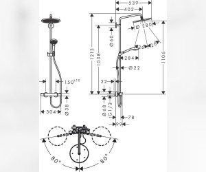 Душевая система Hansgrohe Croma Select S термостатическая, цвет белый матовый, 26890700