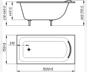 Ванна из искусственного камня Фэма Алассио 150 x 75 см