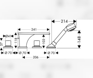 Смеситель AXOR Massaud 18453000 для ванны и душа внешняя часть