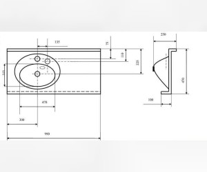 Раковина Отель 1000 от Акватон /3, 1A70083NOT01 (1A70073NOT01L/1A70083NOT01R)
