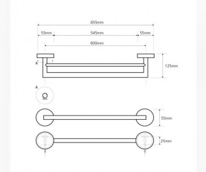 Полотенцедержатель двойной Bemeta Neo 104204055 65.5 x 12 x 5.5 см, хром матовый