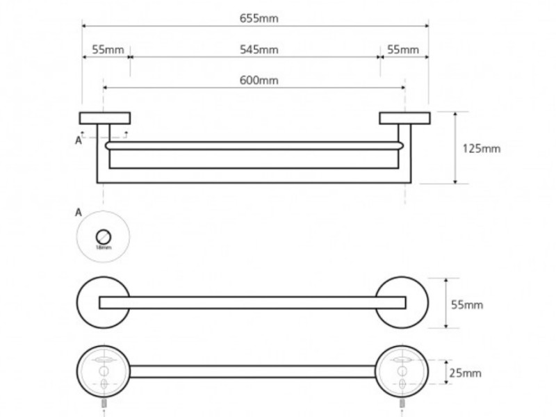 Полотенцедержатель двойной Bemeta Neo 104204055 65.5 x 12 x 5.5 см, хром матовый