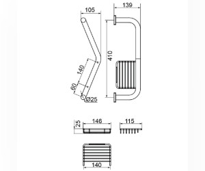 Поручень для ванны Veragio Gifortes VR.GFT-9025.BR, 43 см, с мыльницей, бронза