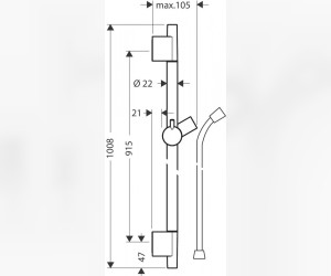 Штанга для душа Hansgrohe Unica’S Puro 90 см, 28631670, черный матовый