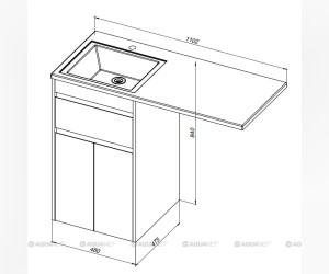Тумба под раковину Aquanet Токио 48 00237744 (напольная, 1 ящик, 2 дверцы), цвет белый