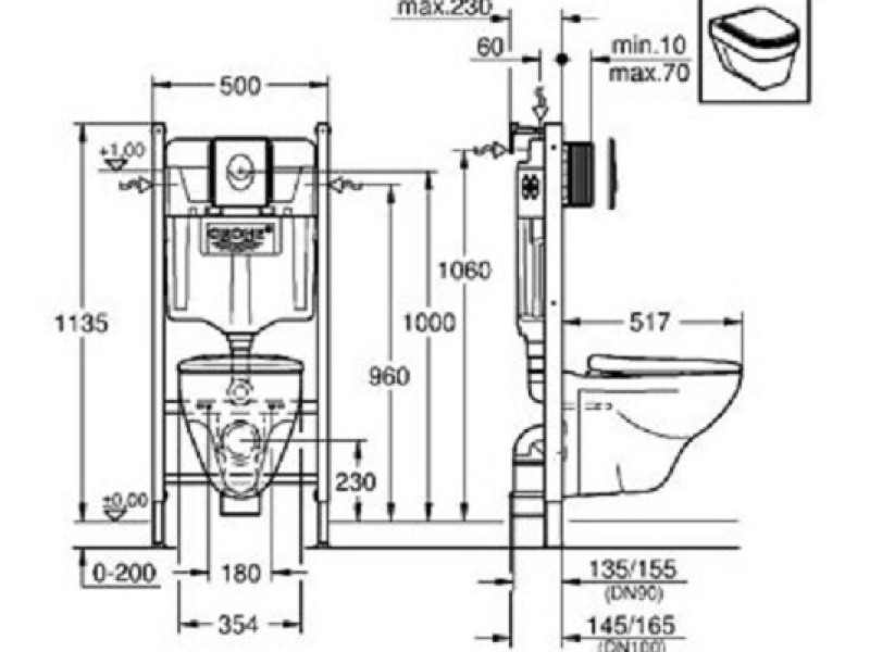 Инсталляция с подвесным унитазом Grohe Rapid SL Solido 39117000