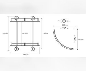 Двойная угловая стеклянная полка Bemeta