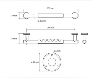 Поручень 300 мм, черная резина Bemeta