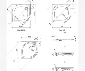 Поддон Ravak Elipso 90 PAN, 90 x 90 см, с панелью, белый, A227701410