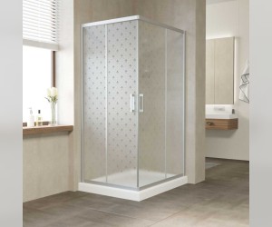 Душевой уголок Vegas Glass Za-F 90 x 80 x 190 см, профиль матовый хром, стекло флёр-де-лис