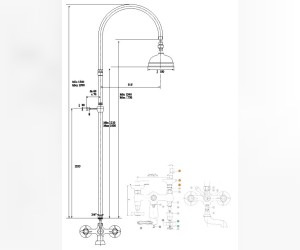 Душевая система Bandini Old England 663920YY18D200, бронза